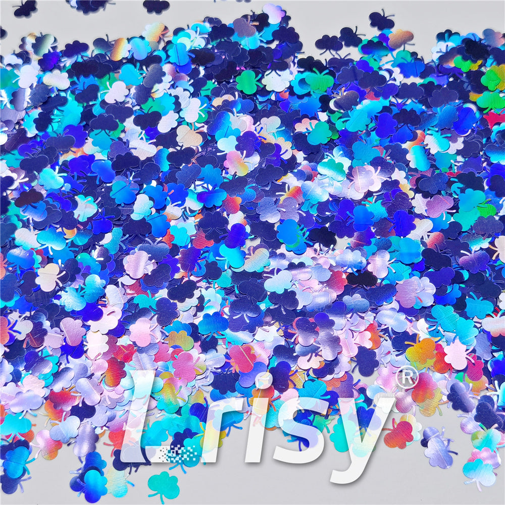 9mm Butterfly Shaped Holographic Sea Blue Glitter LB0709