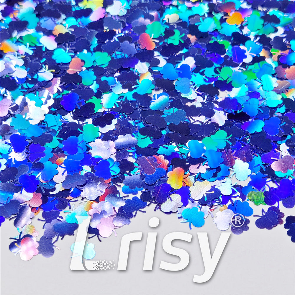 9mm Butterfly Shaped Holographic Sea Blue Glitter LB0709