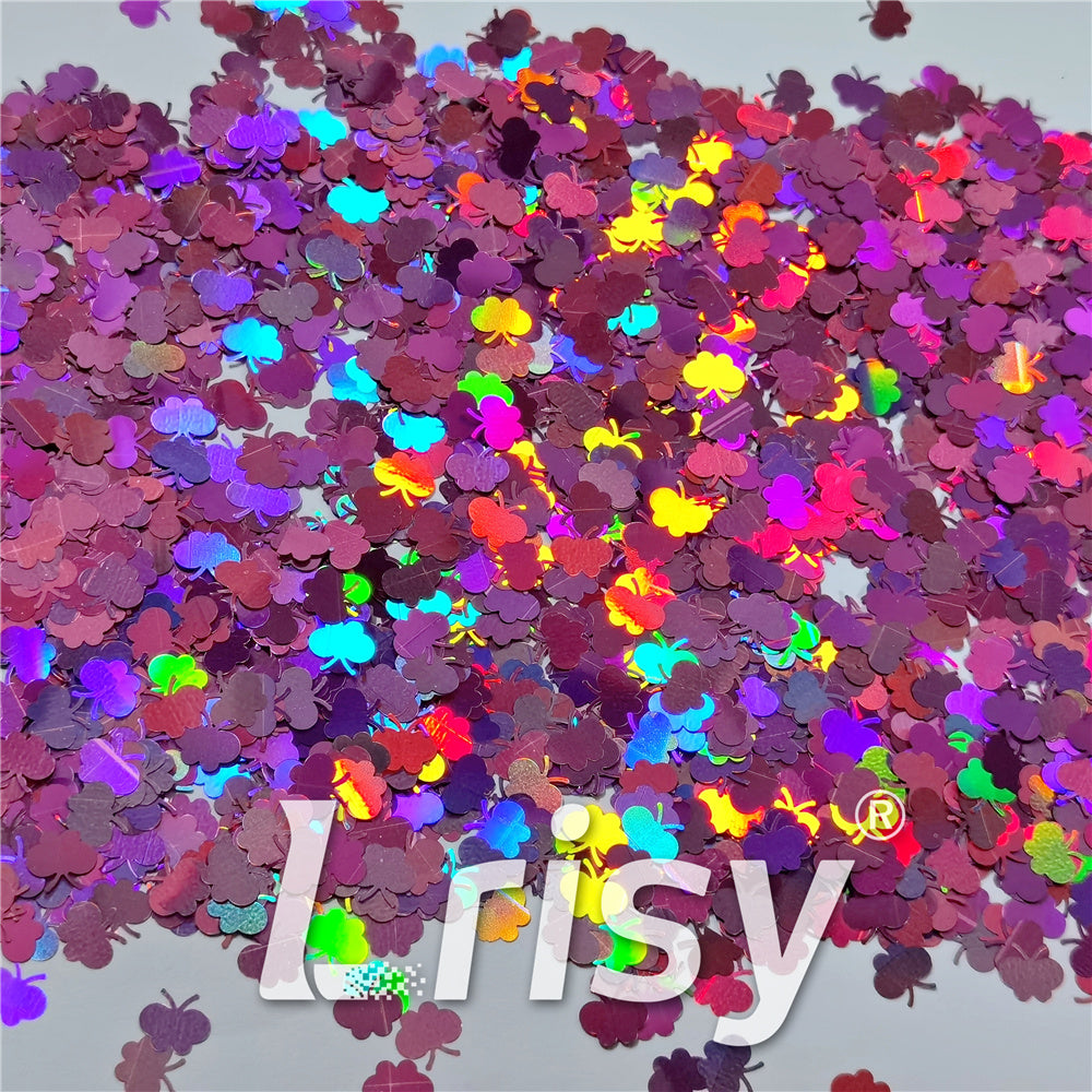 9mm Butterfly Shaped Holographic Pink Glitter LB0901