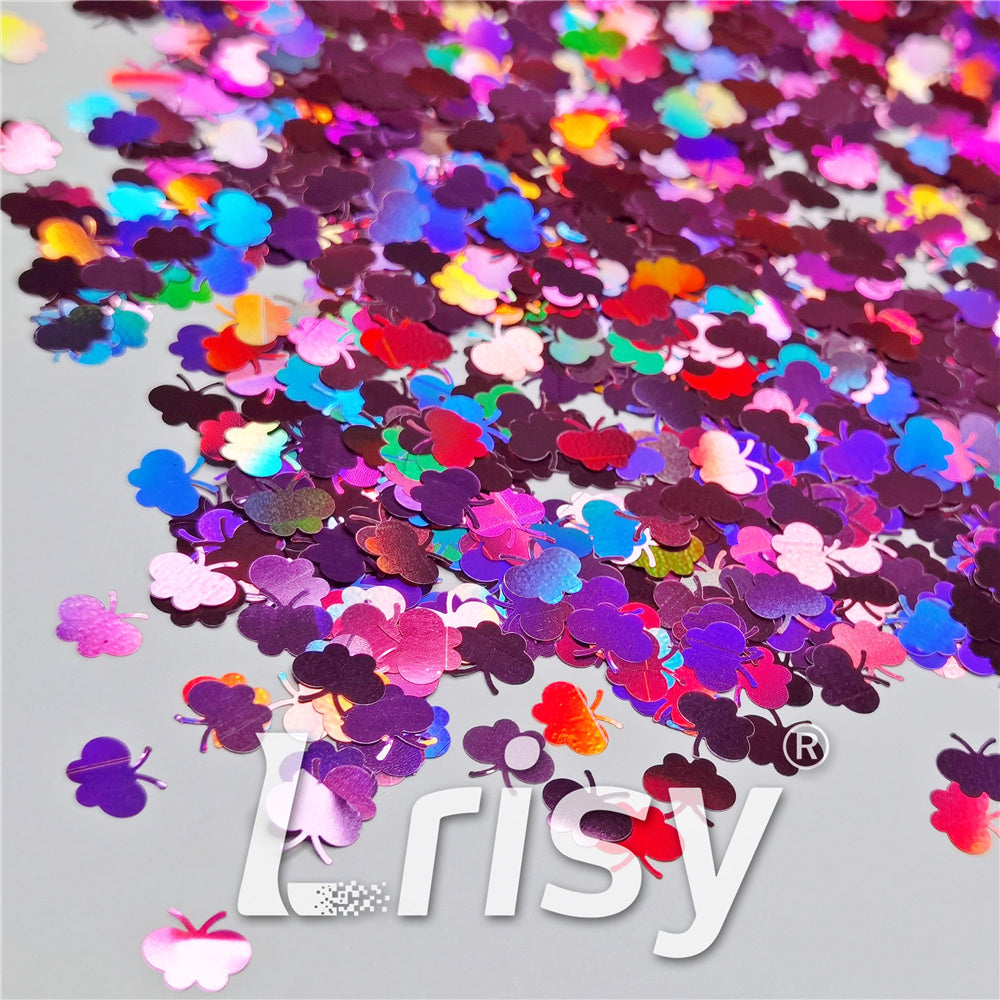 9mm Butterfly Shaped Holographic Pink Glitter LB0901