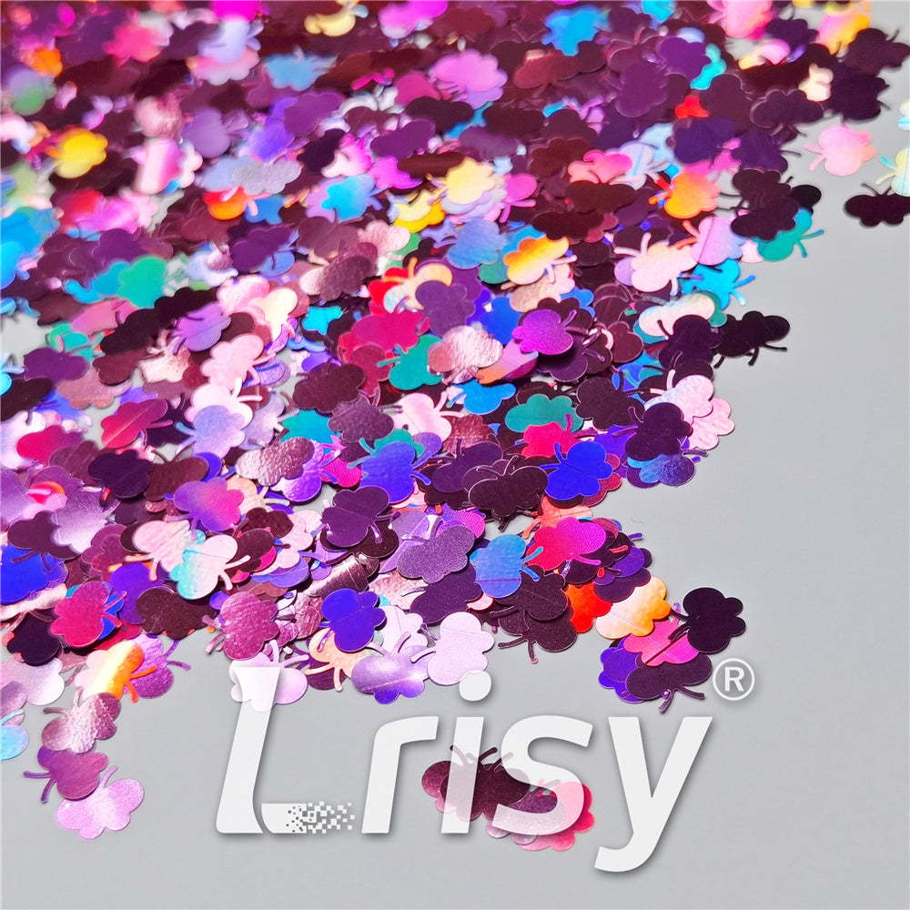 9mm Butterfly Shaped Holographic Pink Glitter LB0901