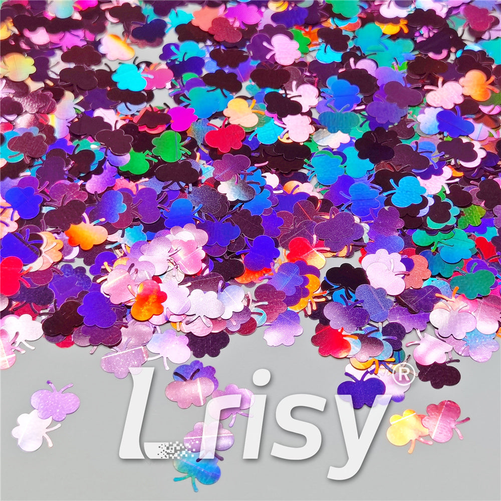 9mm Butterfly Shaped Holographic Pink Glitter LB0901