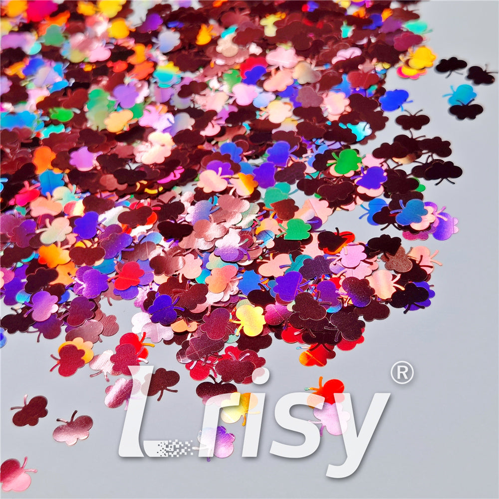 9mm Butterfly Shaped Holographic Hazy Pink Glitter LB0911