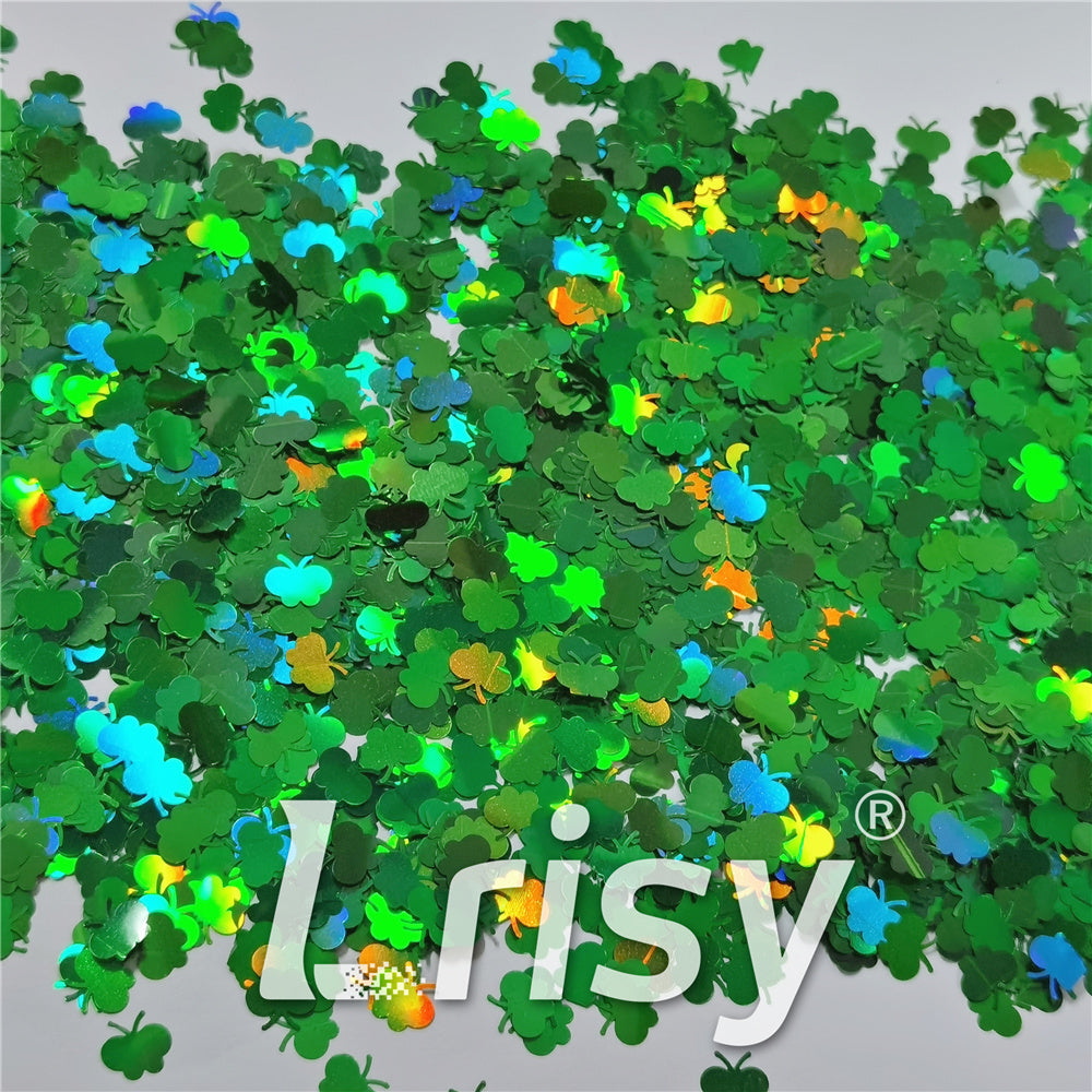 9mm Butterfly Shaped Holographic Green Glitter LB0600