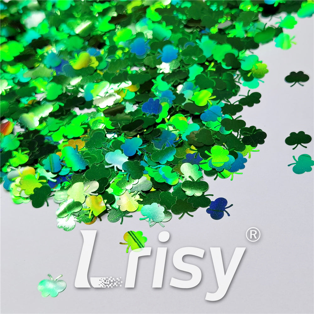 9mm Butterfly Shaped Holographic Green Glitter LB0600