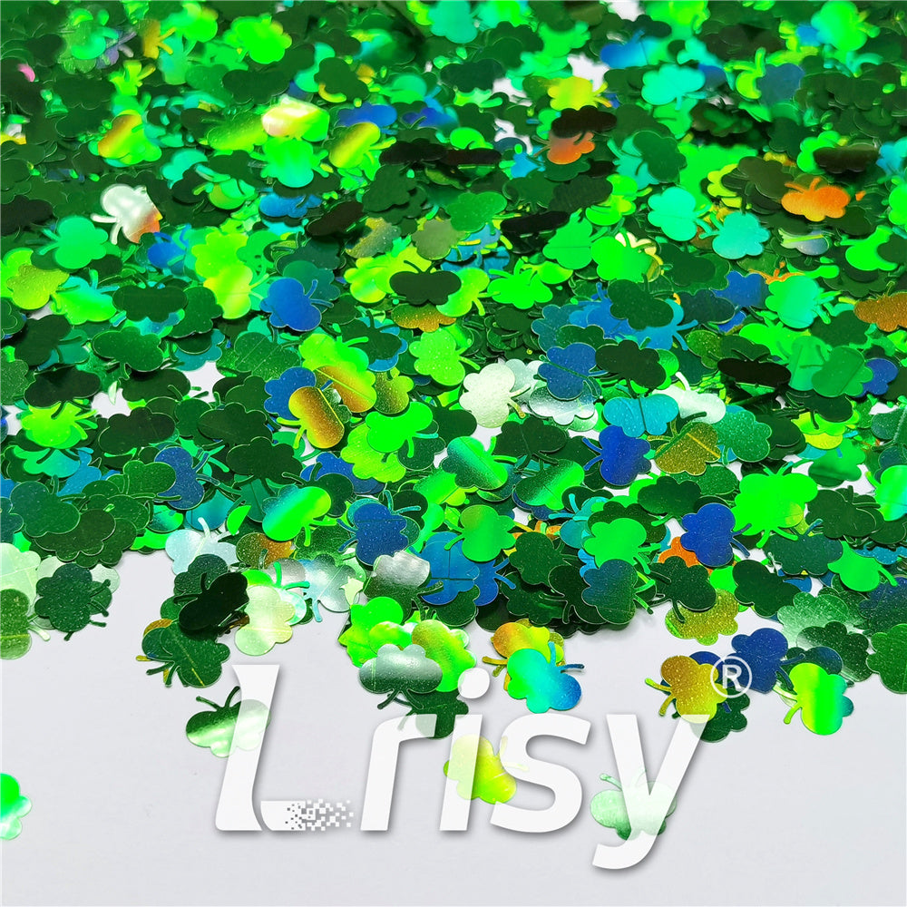 9mm Butterfly Shaped Holographic Green Glitter LB0600