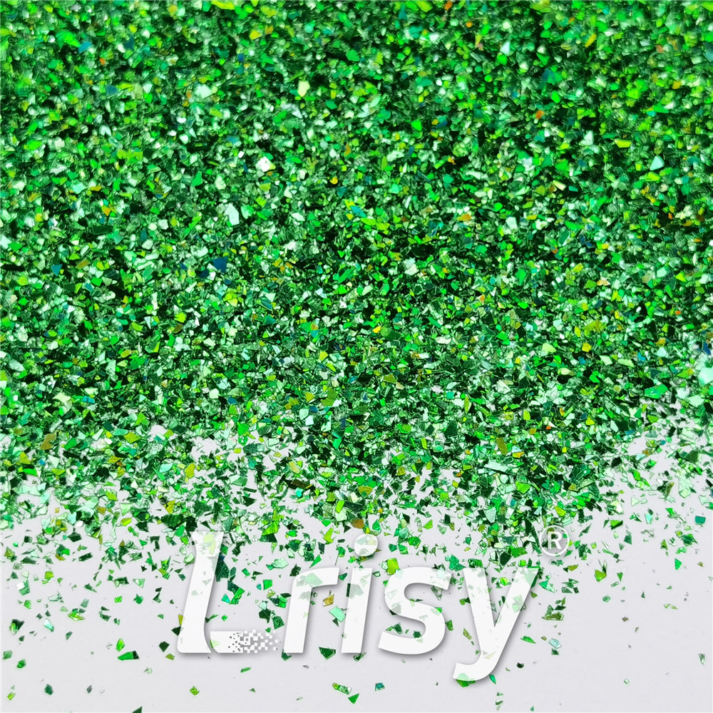 Holographic Green Cellophane Glitter Holo Shards (Flakes) LB0600 2x2
