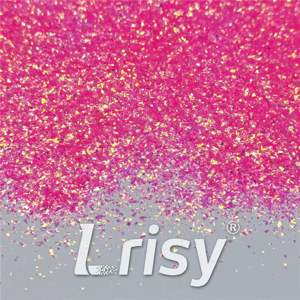 Fluorescent Pink Iridescent Cellophane Glitter Shards (Flakes) FC339 2x2