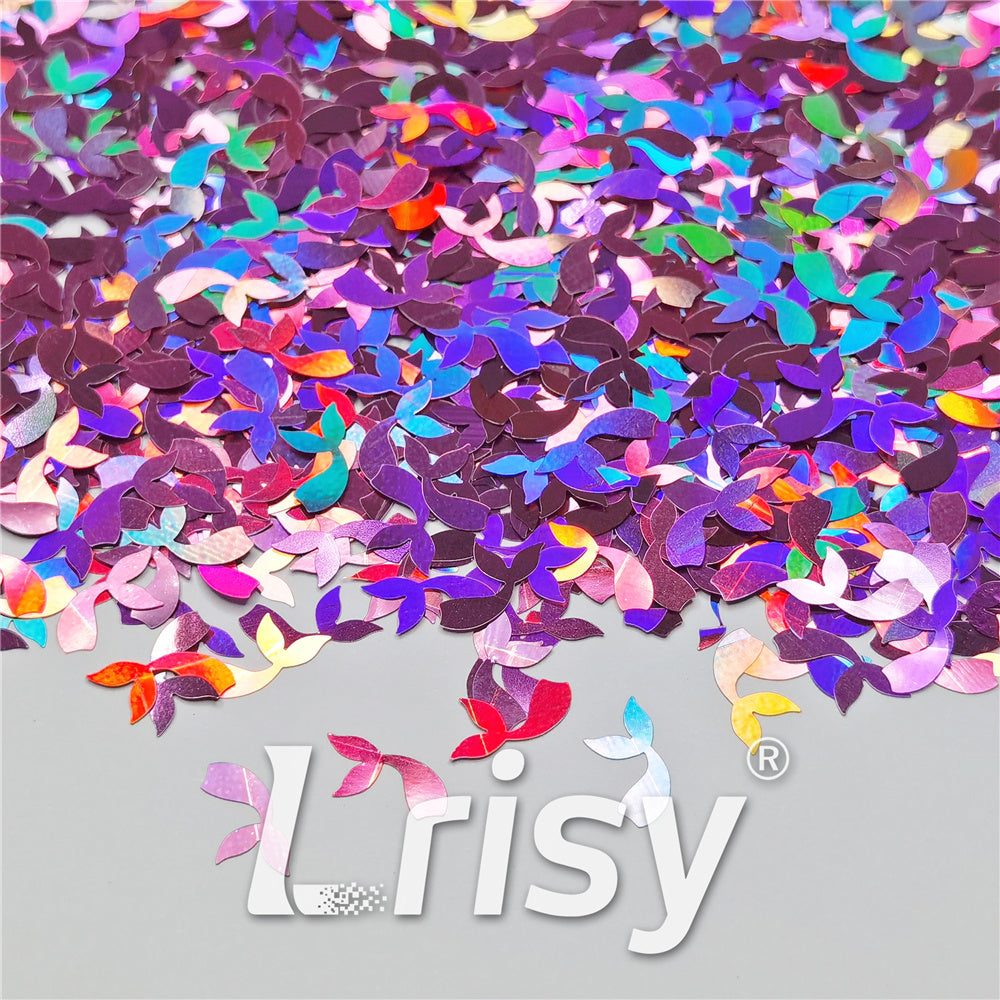 9mm Fish Tail Shaped Holographic Pink Glitter LB0901