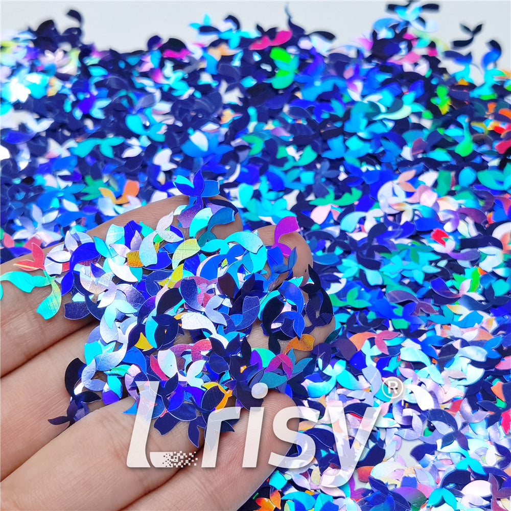 9mm Fish Tail Shaped Holographic Sea Blue Glitter LB0709