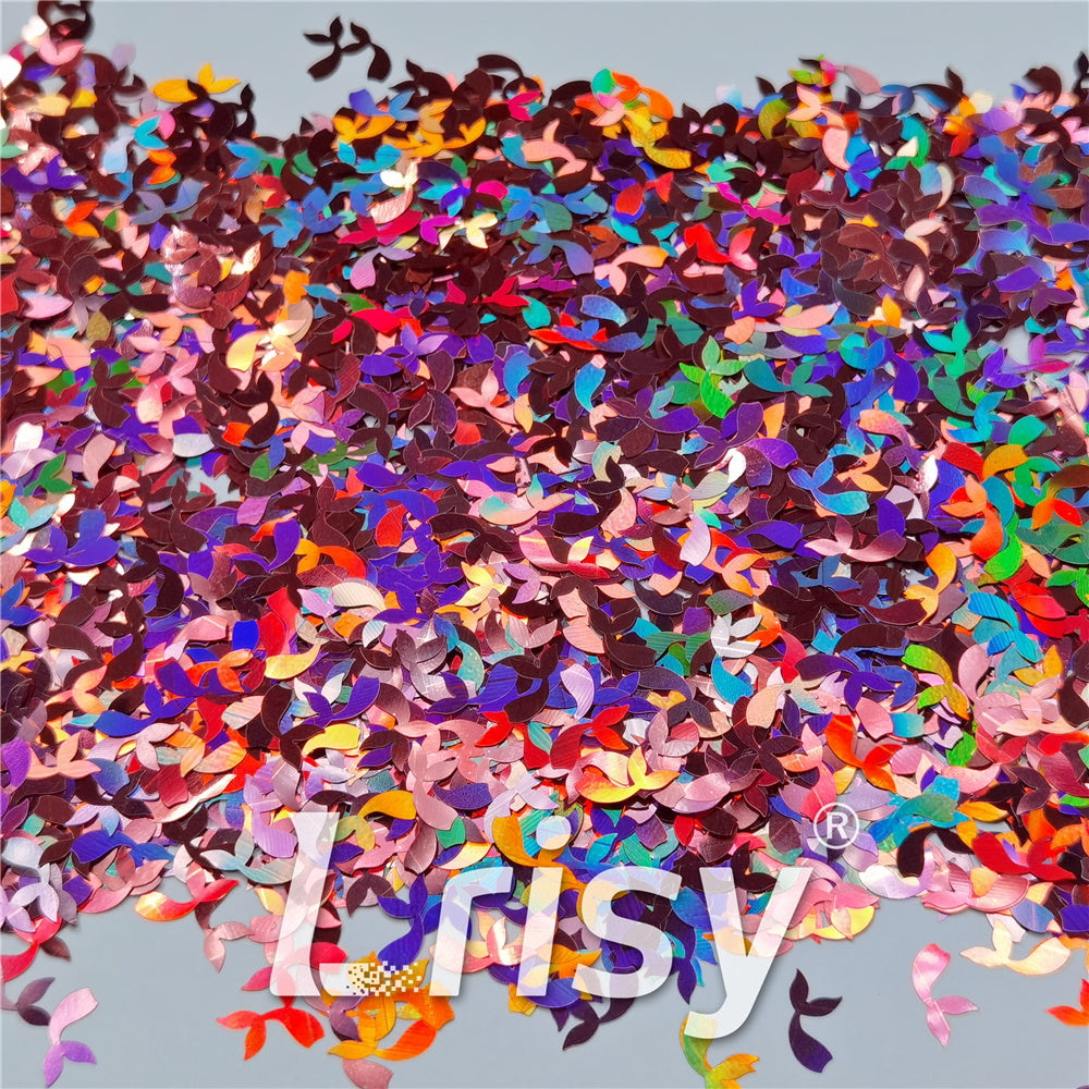 9mm Fish Tail Shaped Holographic Hazy Pink Glitter LB0911