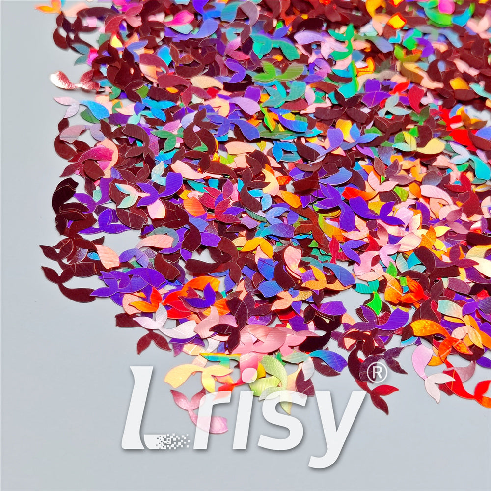 9mm Fish Tail Shaped Holographic Hazy Pink Glitter LB0911