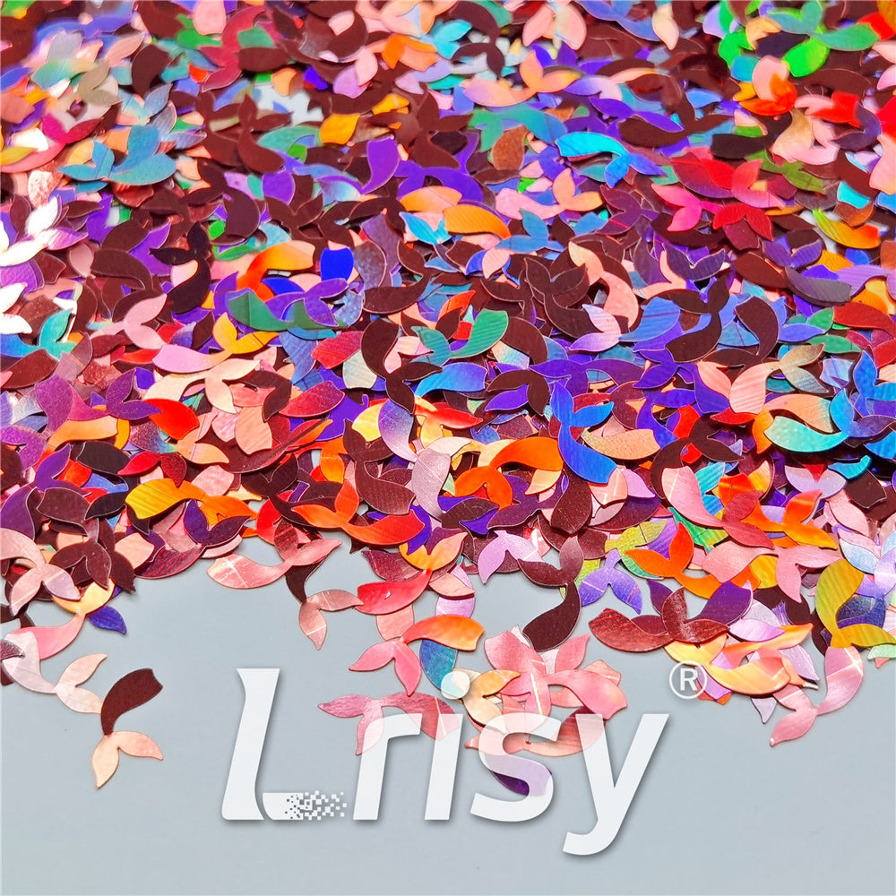 9mm Fish Tail Shaped Holographic Hazy Pink Glitter LB0911
