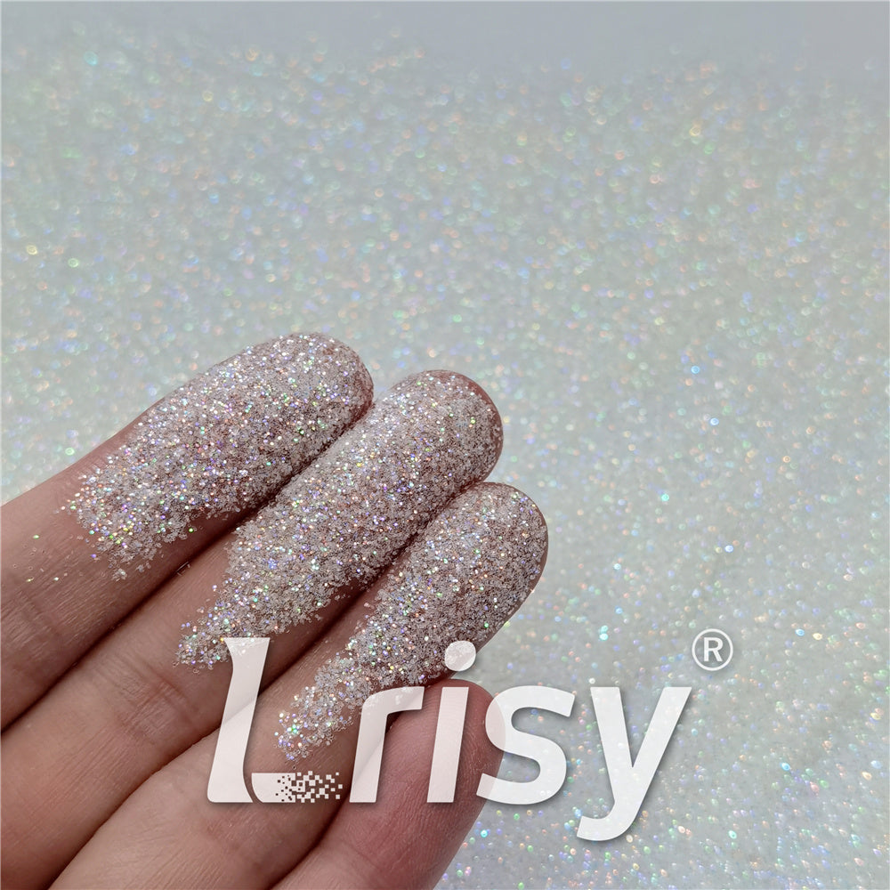 0.3mm Rainbow and White Iridescent Glitter C022