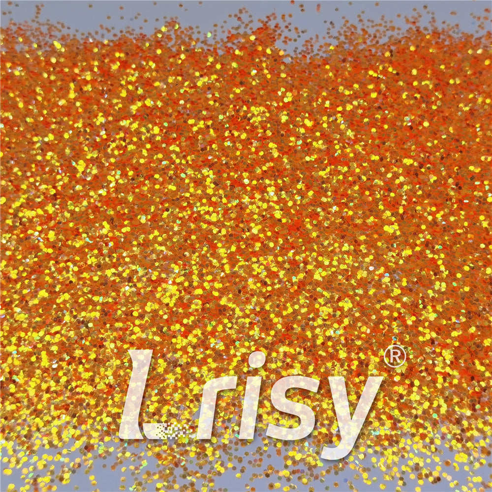1mm Fluorescent Orange High Brightness Iridescent Chunky Glitter FC335
