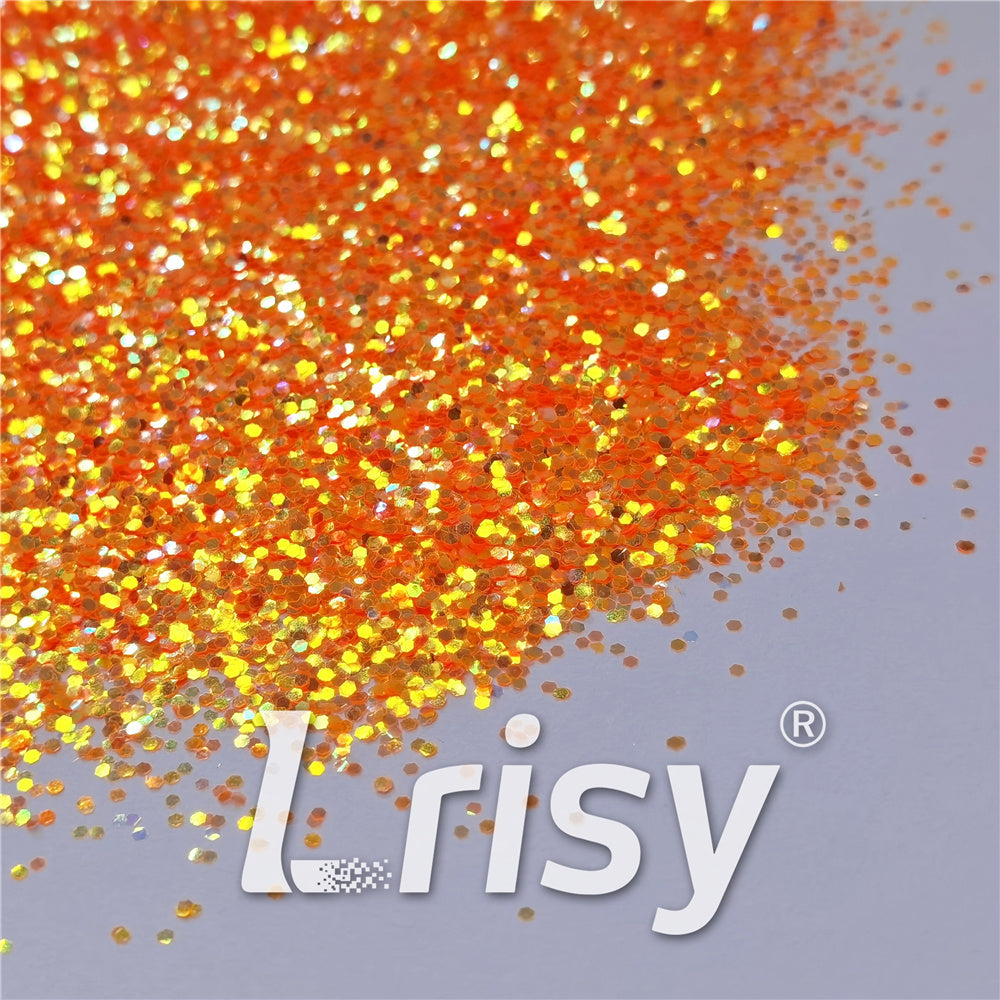 1mm Fluorescent Orange High Brightness Iridescent Chunky Glitter FC335