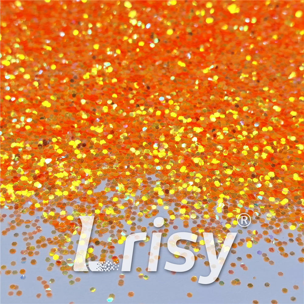 1mm Fluorescent Orange High Brightness Iridescent Chunky Glitter FC335
