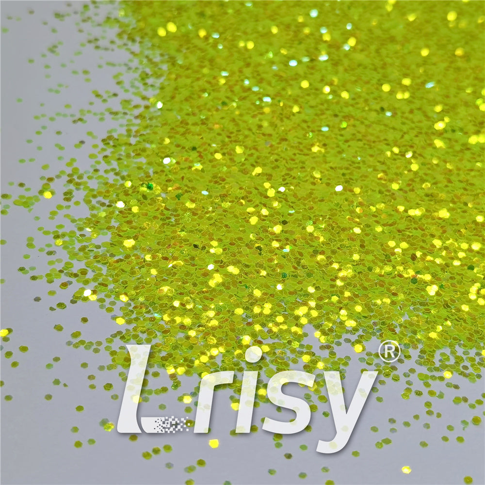 1mm Fluorescent Green High Brightness Iridescent Chunky Glitter FC330