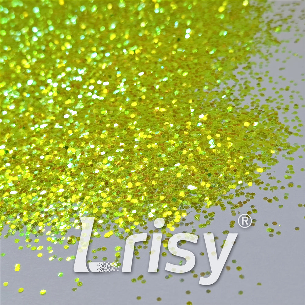 1mm Fluorescent Green High Brightness Iridescent Chunky Glitter FC330