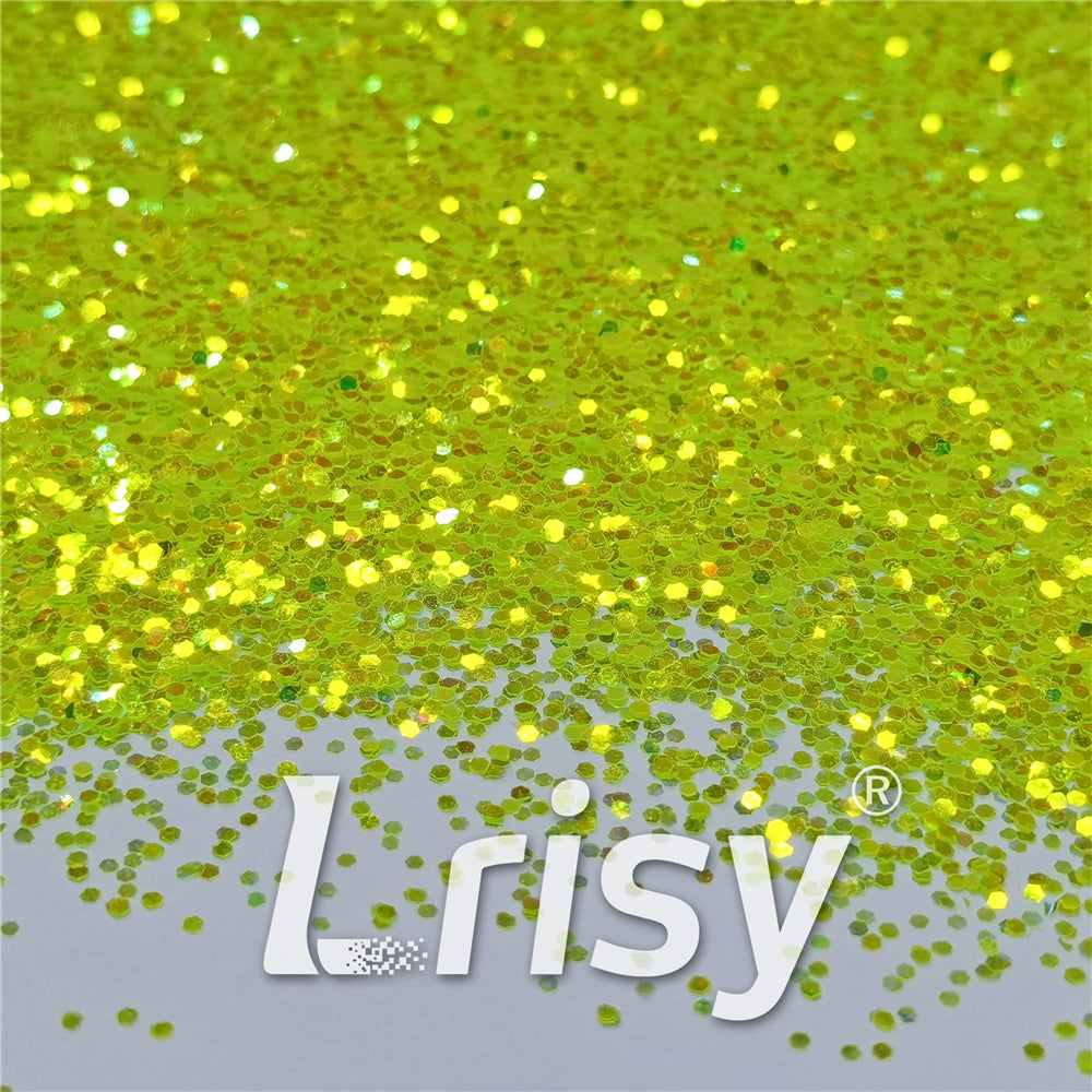 1mm Fluorescent Green High Brightness Iridescent Chunky Glitter FC330