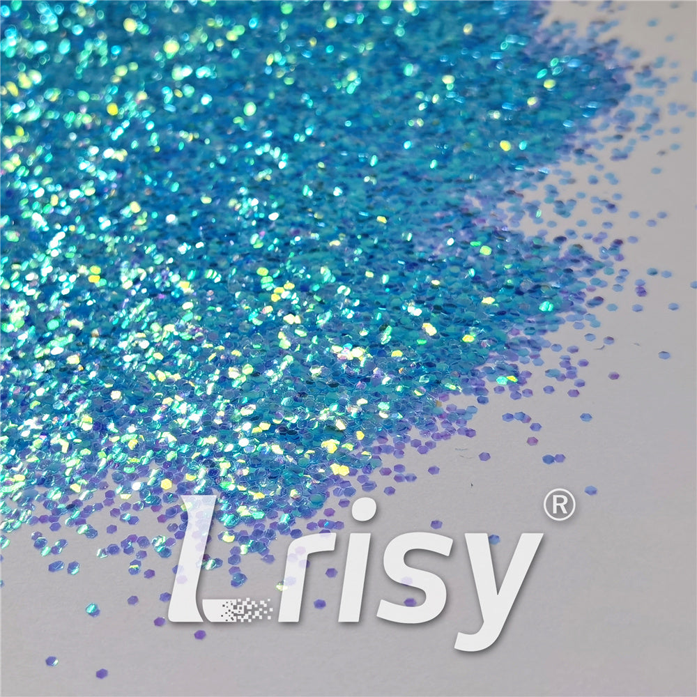 1mm Fluorescent Blue High Brightness Iridescent Chunky Glitter FC337A