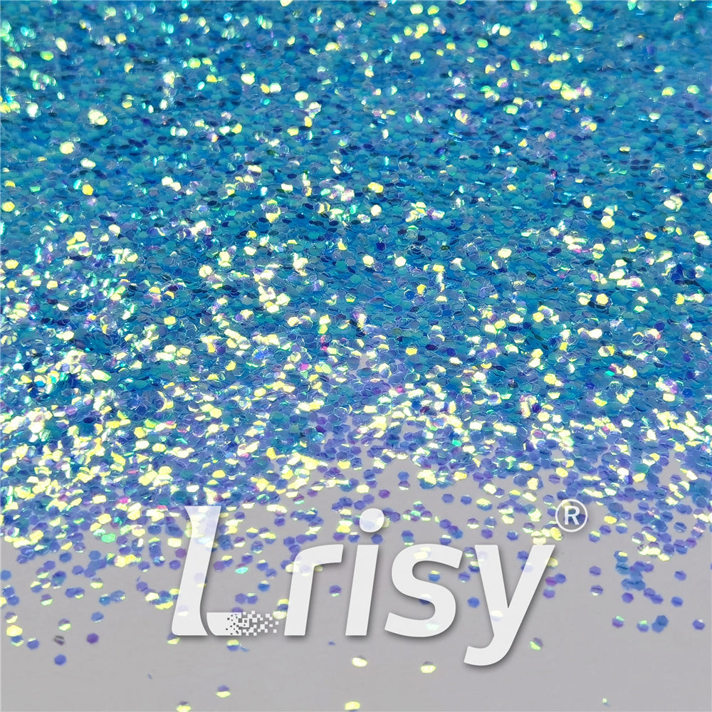 1mm Fluorescent Blue High Brightness Iridescent Chunky Glitter FC337A