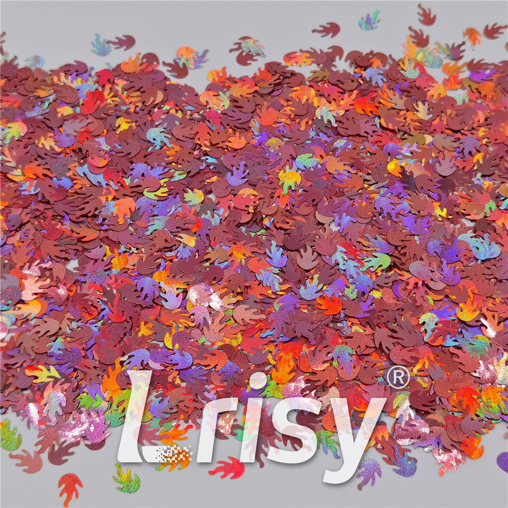 9mm Flame Or Fire Shaped Holographic Hazy Pink Glitter LB0911