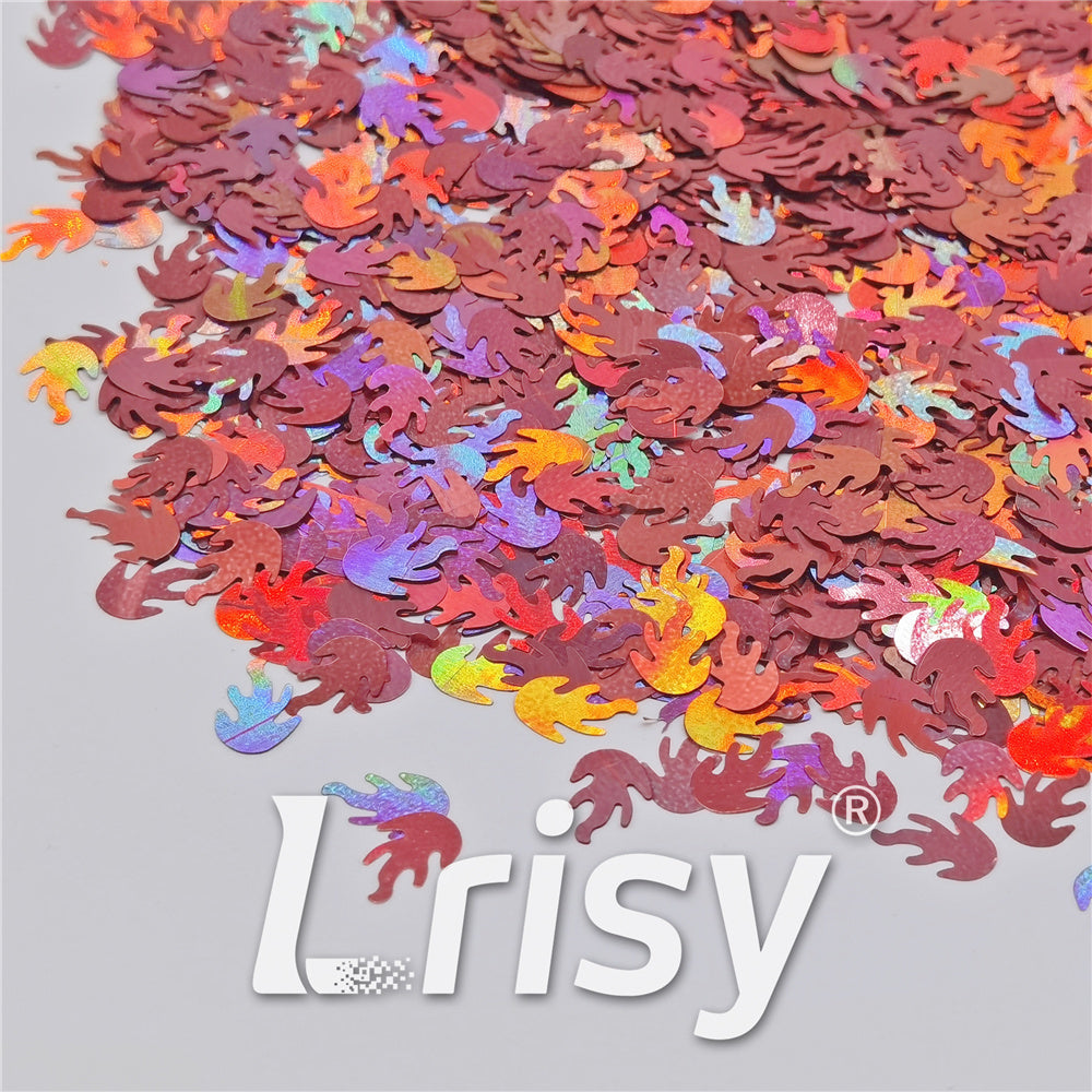 9mm Flame Or Fire Shaped Holographic Hazy Pink Glitter LB0911