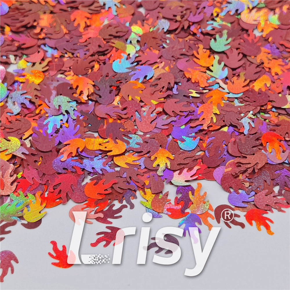 9mm Flame Or Fire Shaped Holographic Hazy Pink Glitter LB0911