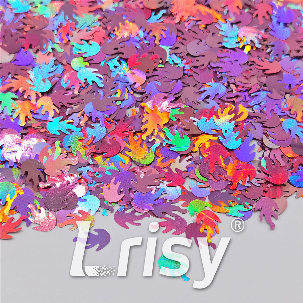 9mm Flame Or Fire Shaped Holographic Pink Glitter LB0901