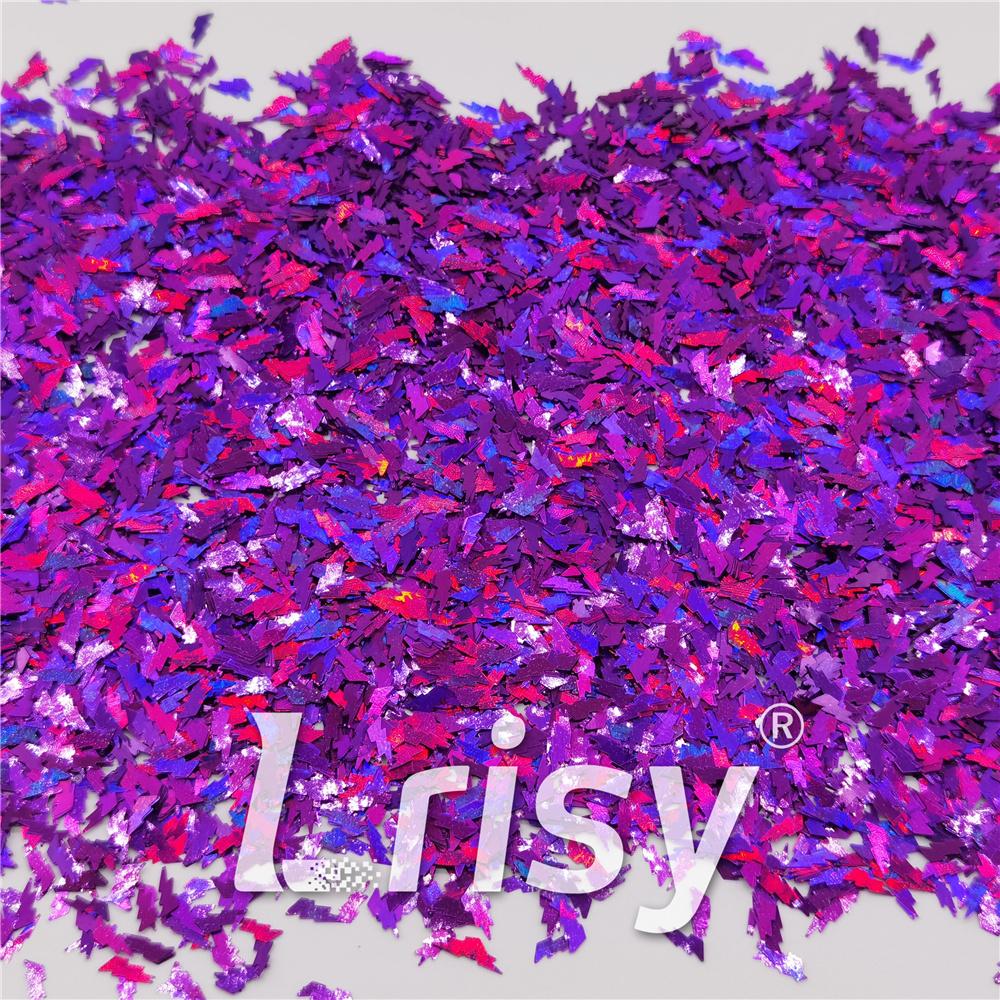 4mm Thunder Or Lightning Shaped Holographic Purple Glitter LB0800