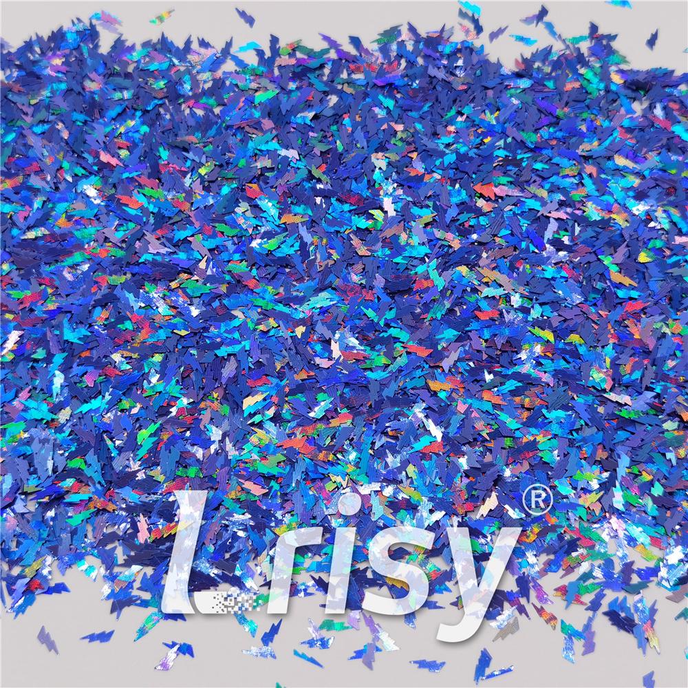 4mm Thunder Or Lightning Shaped Holographic Sea Blue Glitter LB0709