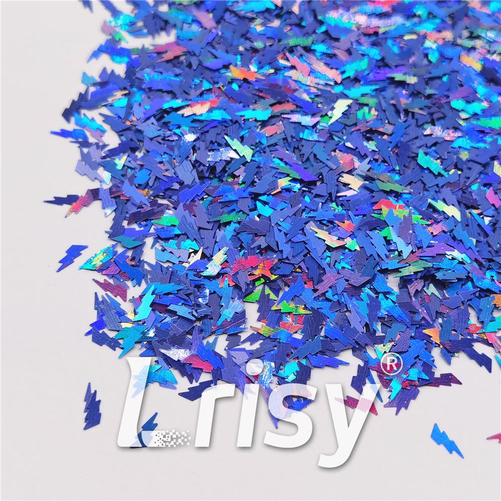 4mm Thunder Or Lightning Shaped Holographic Sea Blue Glitter LB0709