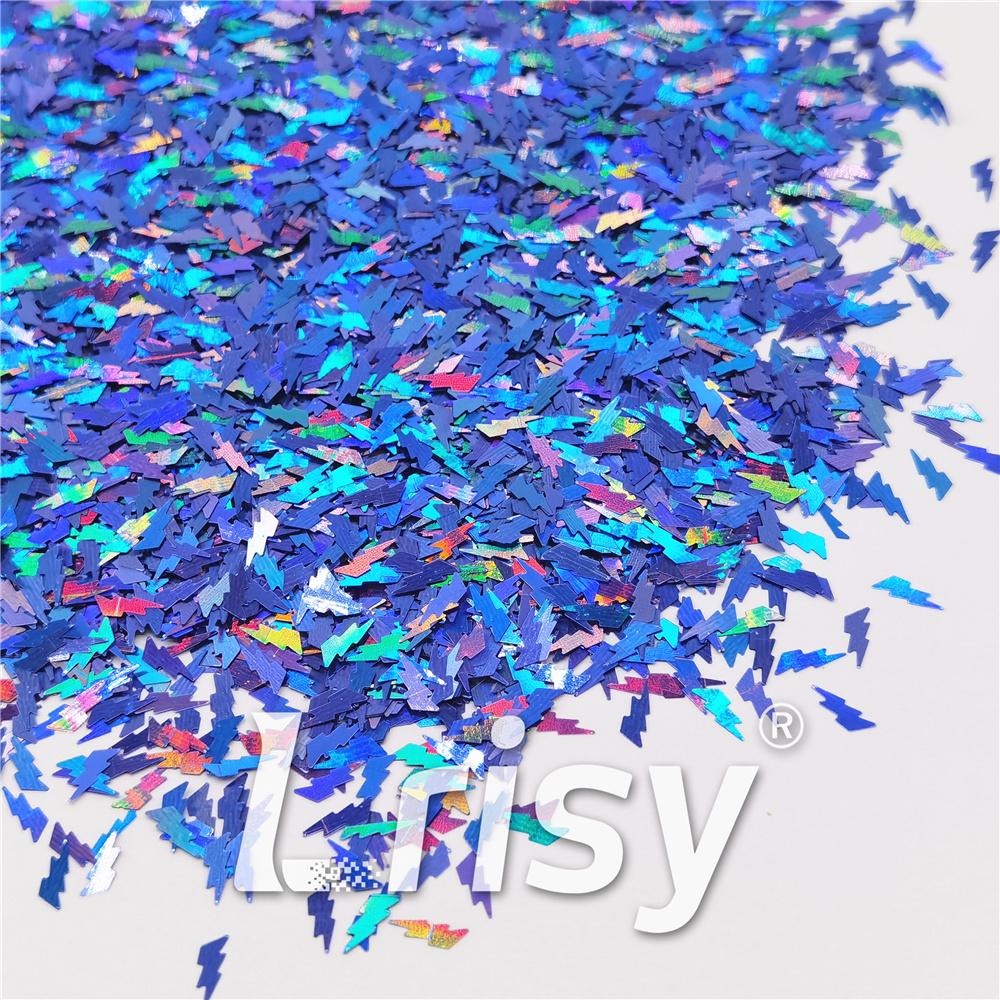 4mm Thunder Or Lightning Shaped Holographic Sea Blue Glitter LB0709