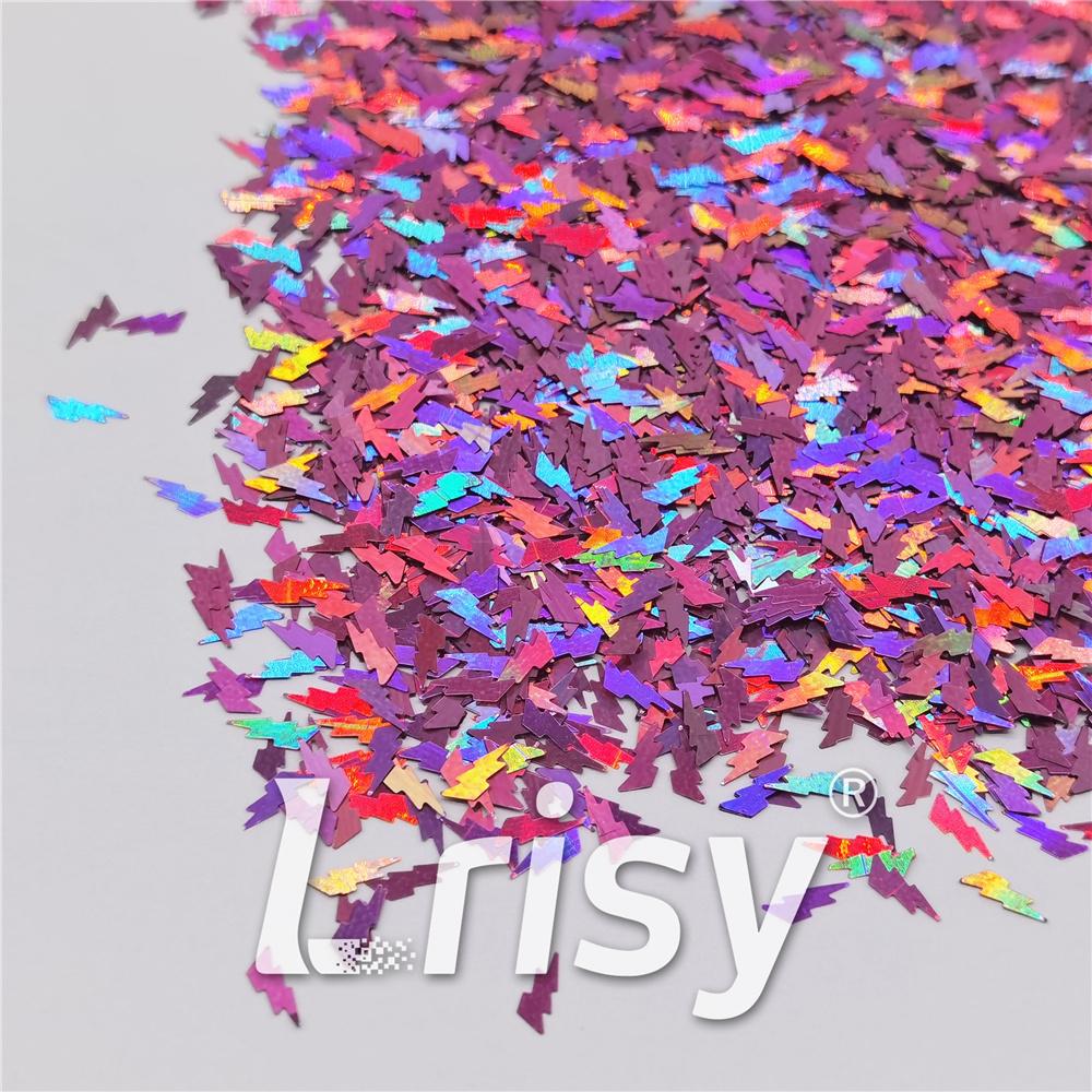 4mm Thunder Or Lightning Shaped Holographic Pink Glitter LB0901