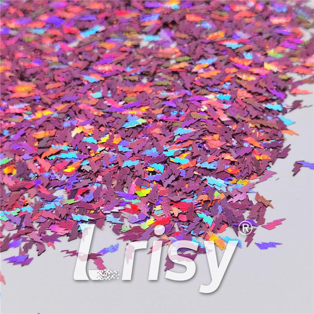 4mm Thunder Or Lightning Shaped Holographic Pink Glitter LB0901