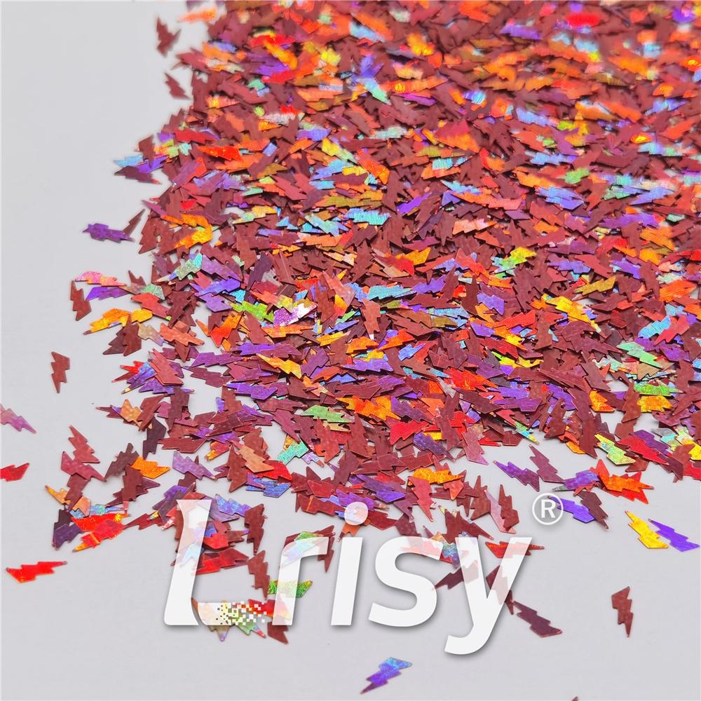 4mm Thunder Or Lightning Shaped Holographic Hazy Pink Glitter LB0911