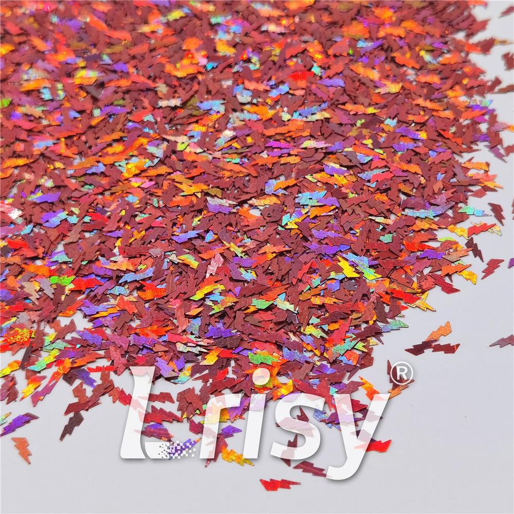 4mm Thunder Or Lightning Shaped Holographic Hazy Pink Glitter LB0911