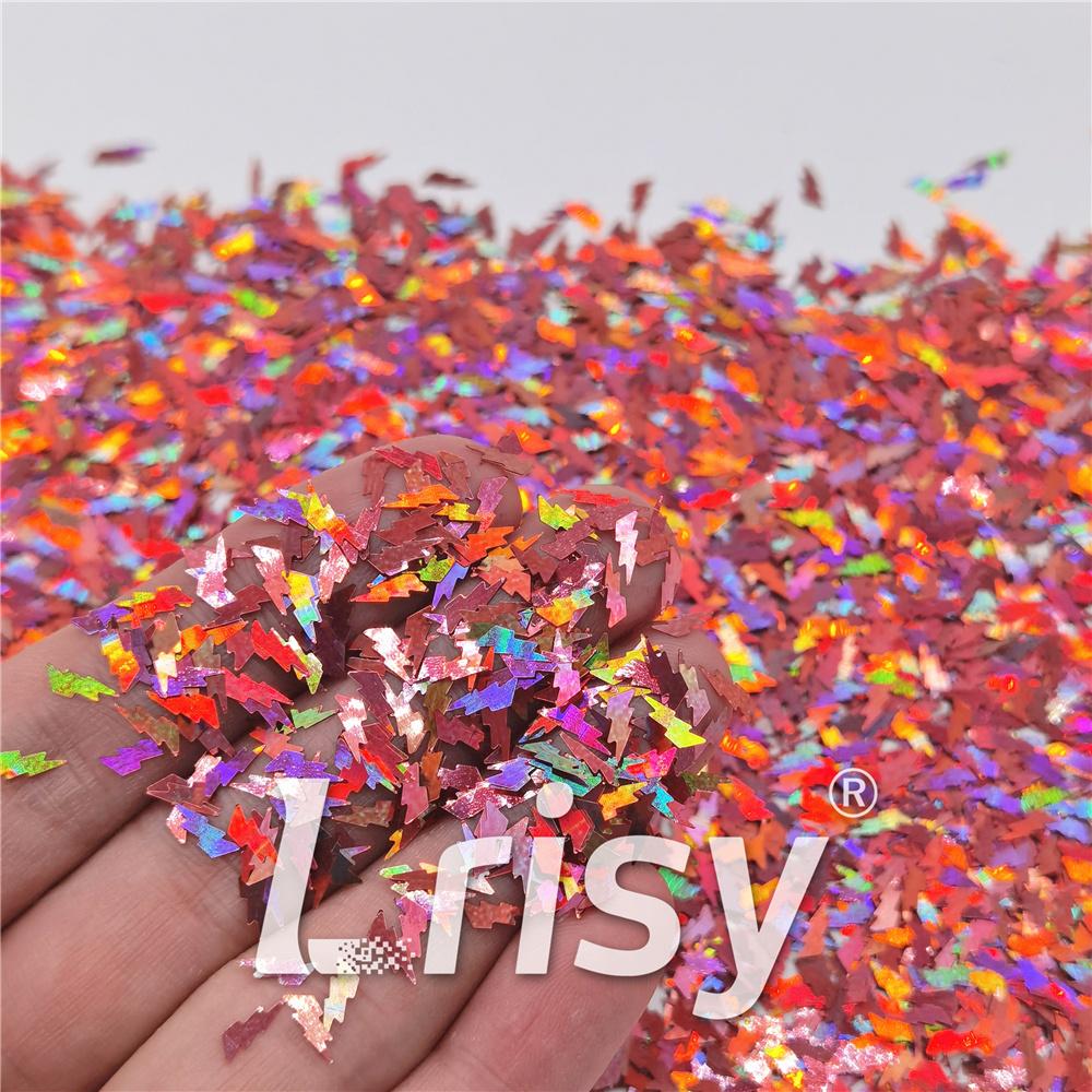 4mm Thunder Or Lightning Shaped Holographic Hazy Pink Glitter LB0911