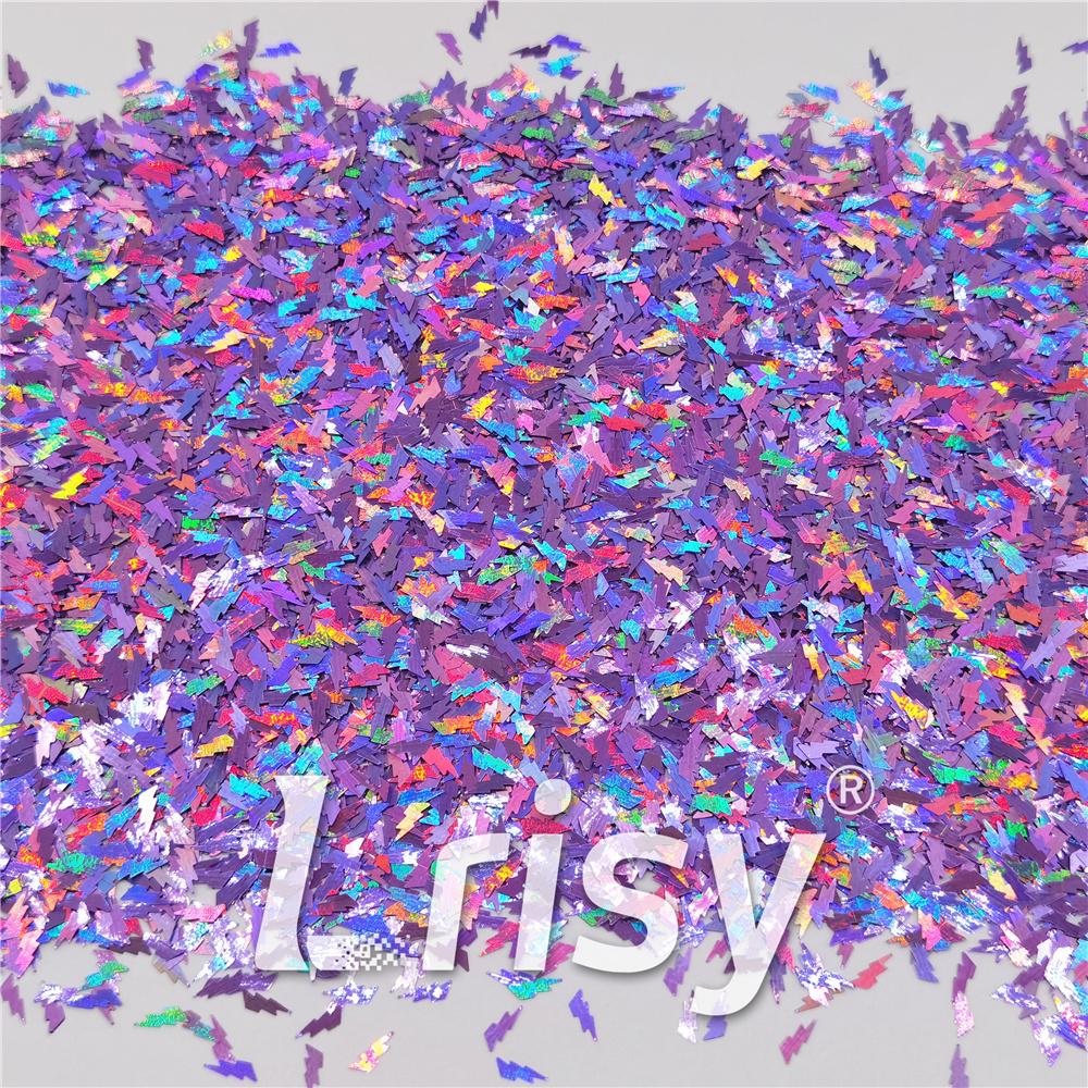 4mm Thunder Or Lightning Shaped Holographic Light Purple Glitter LB0802