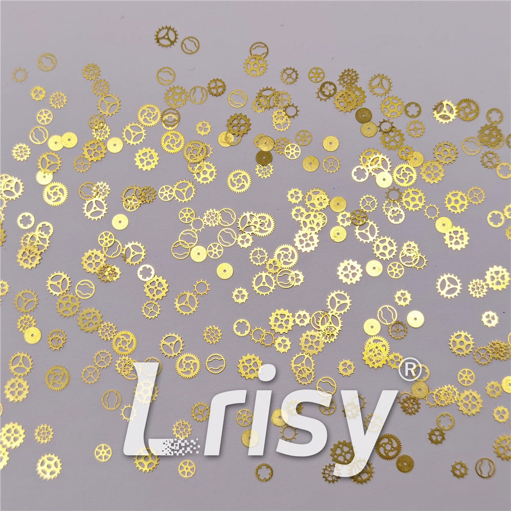 Golden Gear Shaped Collection Mixed Metal Glitter MC207