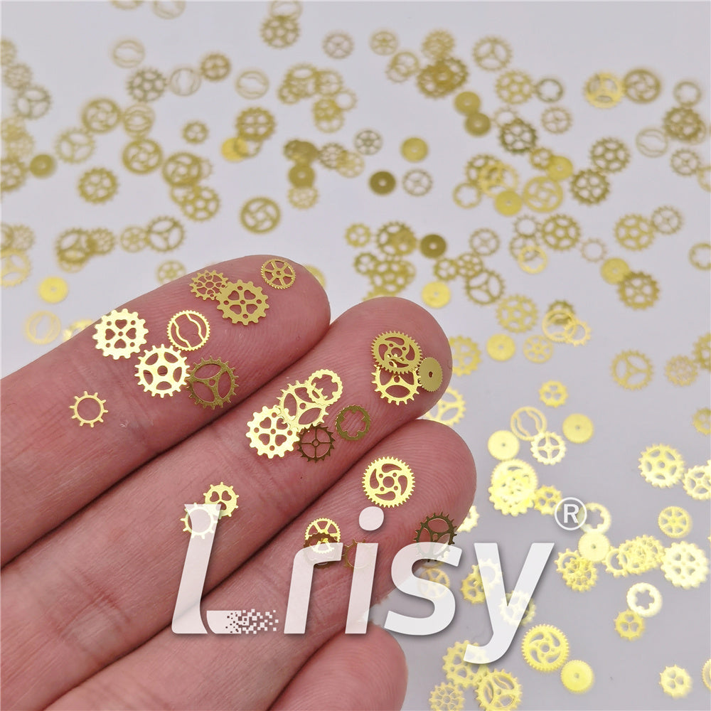 Golden Gear Shaped Collection Mixed Metal Glitter MC207