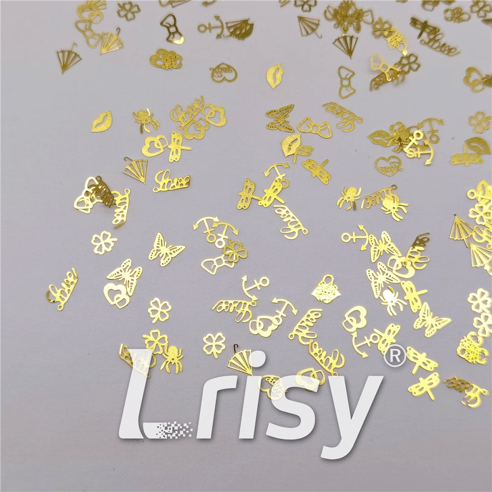 Golden Random Shaped Mixed Metal Glitter MC209