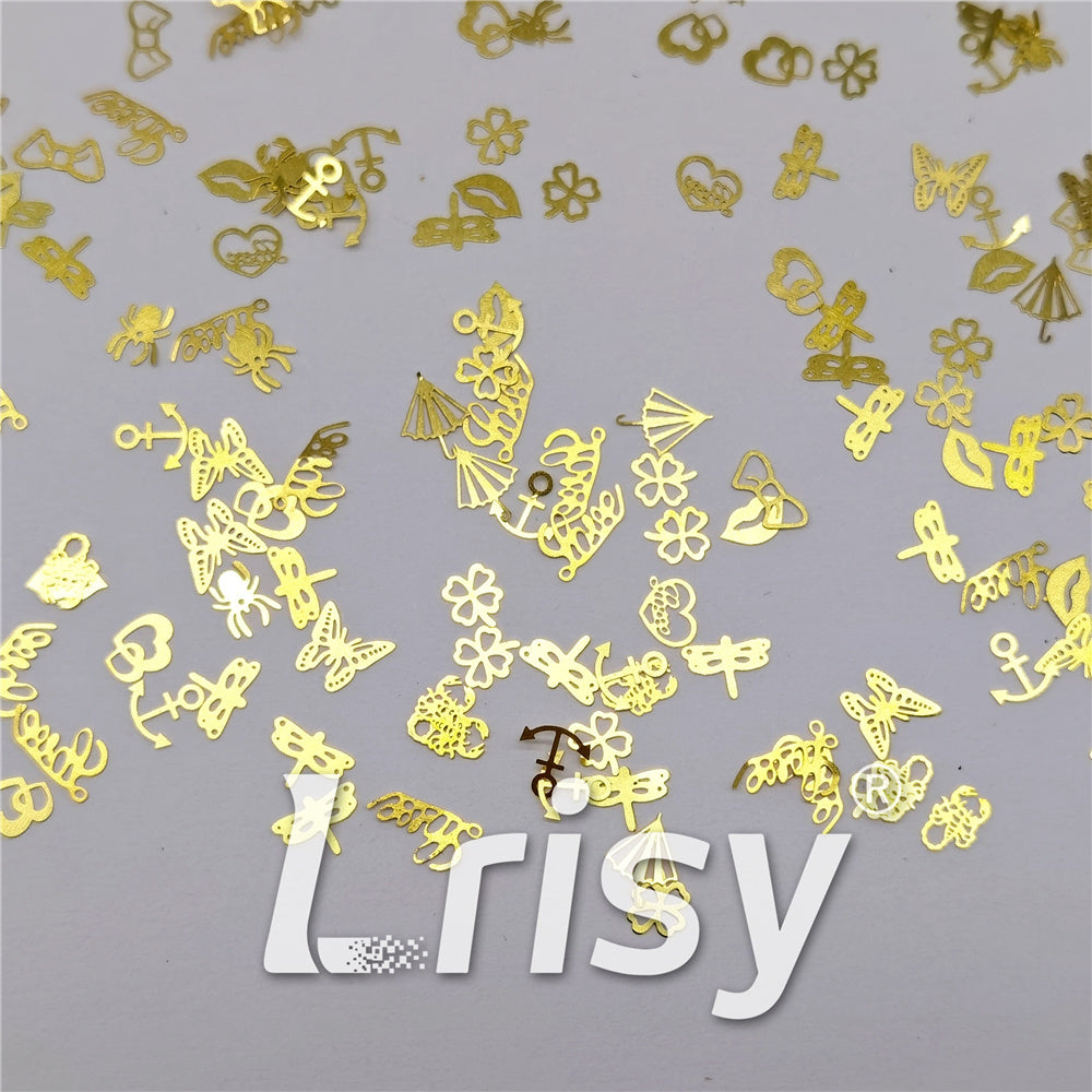 Golden Random Shaped Mixed Metal Glitter MC209