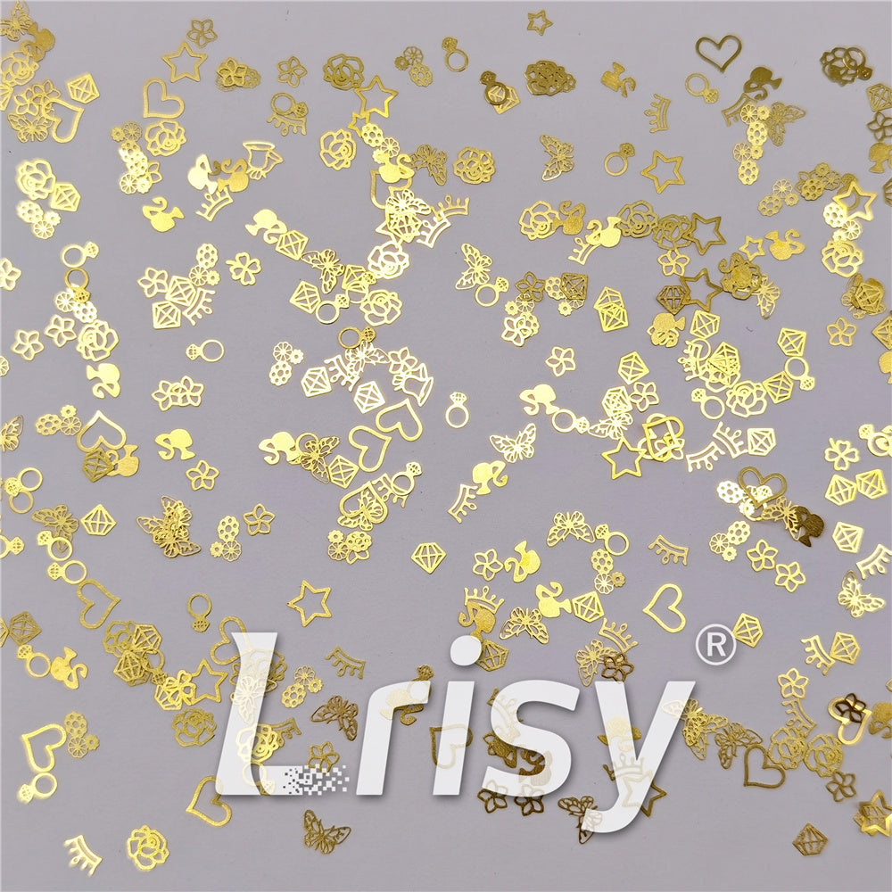 Golden Random Shaped Mixed Metal Glitter MC210