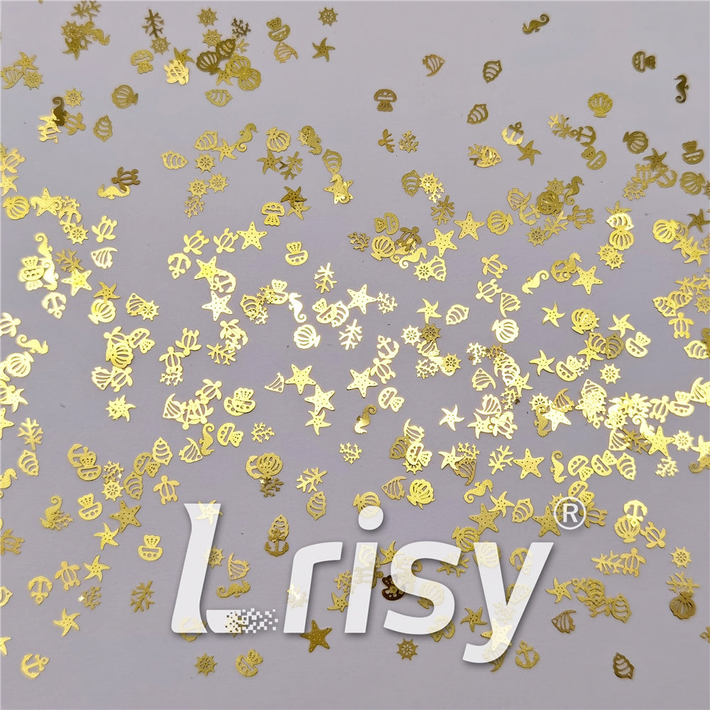 Golden Marine Organism Shaped Mixed Metal Glitter MC211