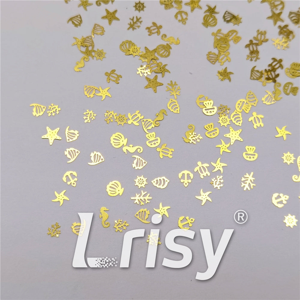 Golden Marine Organism Shaped Mixed Metal Glitter MC211