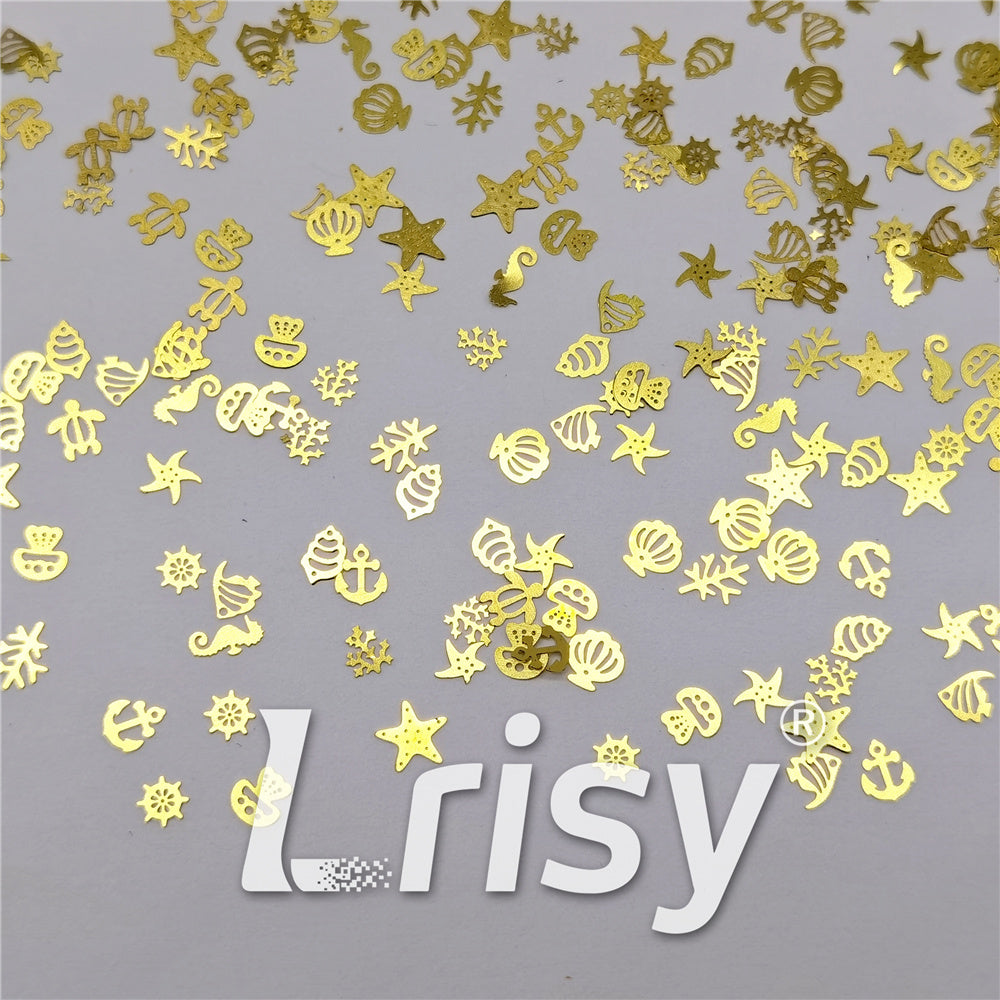 Golden Marine Organism Shaped Mixed Metal Glitter MC211