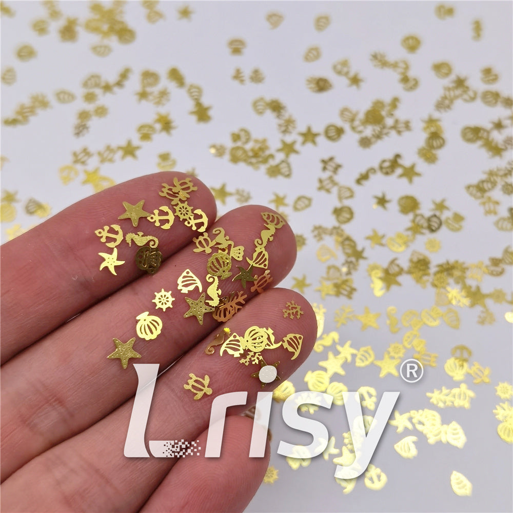 Golden Marine Organism Shaped Mixed Metal Glitter MC211