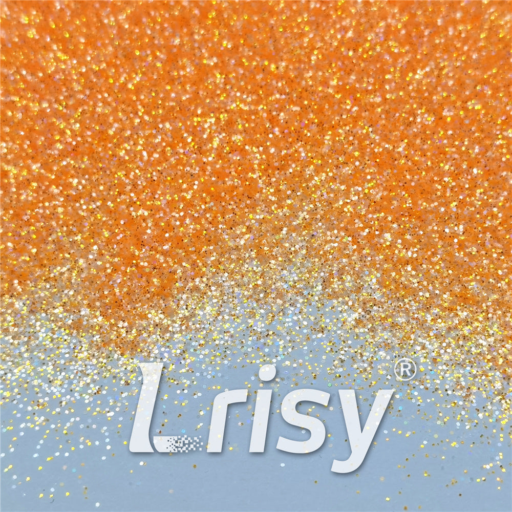 0.2/0.4mm Holographic and Fluorescent Orange Mixed High Brightness Glitter HL06